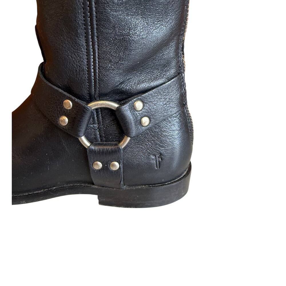 Frye Black Leather Harness Booties with Metal Ring - Picture 2 of 11